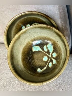 2 Vintage Japanese Tea Cups small  2” Tall Ceremonial Chawan